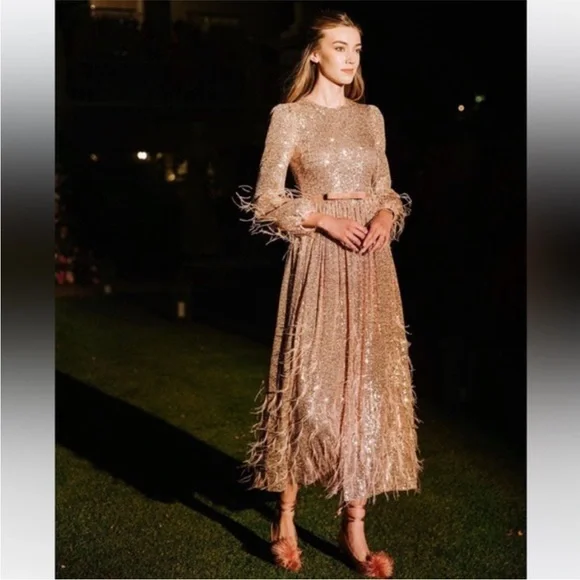 Antonio Melani Sequin Feathered A-line Dress Size 2 NWT - Picture 12 of 12